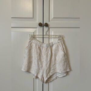 Anthropologie Ivory Eyelet Shorts